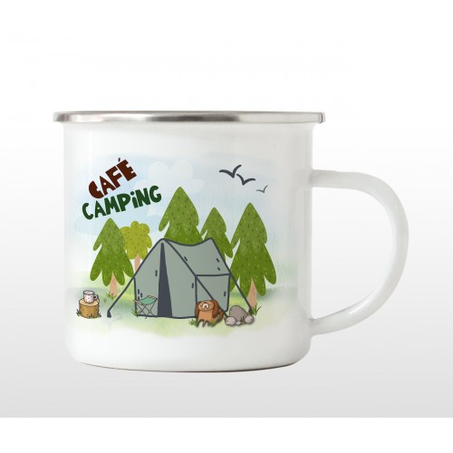 Tasse en émail "Café camping" 